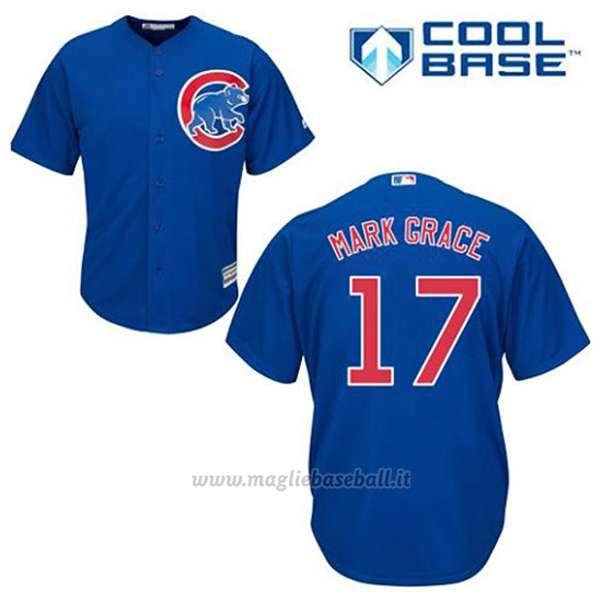 Maglia Baseball Uomo Chicago Cubs 17 Mark Grace Blu Alterner Cool Base